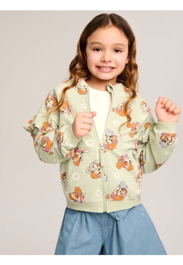 Sinsay - Bluza z falbanami PAW Patrol - zielony. Kolor: zielony. Długość rękawa: długi rękaw. Długość: długie
