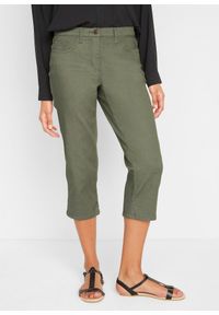 bonprix - Dżinsy Straight, mid waist, z wygodnym paskiem. Stan: podwyższony. Kolor: zielony #1