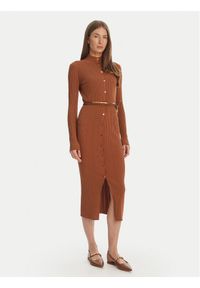 Elisabetta Franchi Sukienka dzianinowa AM-15S-61E2-V490 Brązowy Regular Fit. Kolor: brązowy. Materiał: wiskoza #1