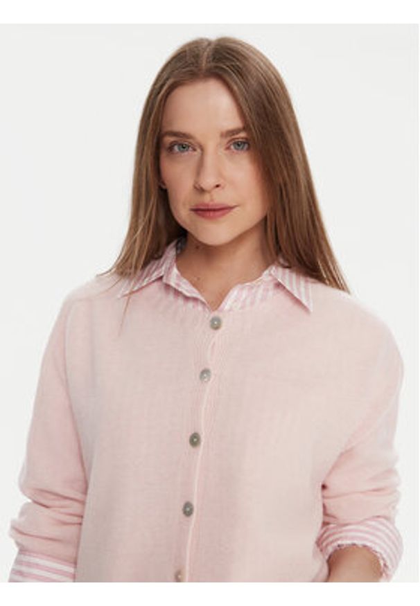 Kontatto Kardigan 3M0978C Różowy Relaxed Fit. Kolor: różowy. Materiał: wełna