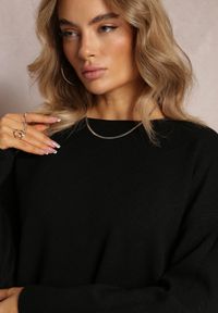 Renee - Czarny Sweter o Luźnym Kroju Enian. Kolor: czarny. Materiał: dzianina, tkanina. Długość rękawa: długi rękaw. Długość: długie. Styl: klasyczny #5