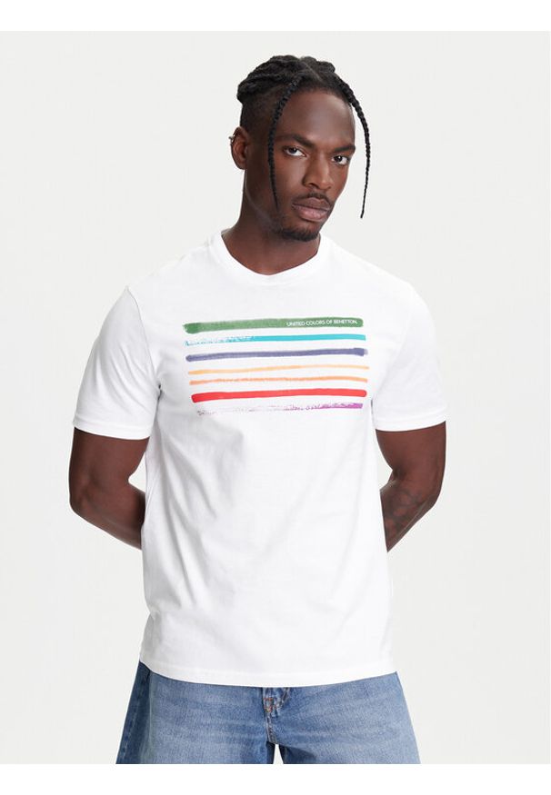 United Colors of Benetton - United Colors Of Benetton T-Shirt 3BL0U10AG Biały Relaxed Fit. Kolor: biały. Materiał: bawełna