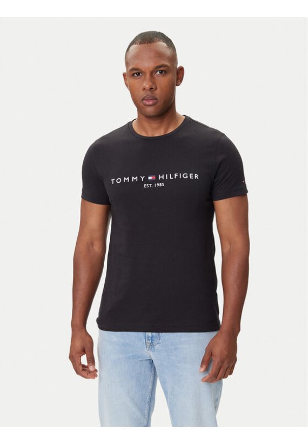 TOMMY HILFIGER - Tommy Hilfiger T-Shirt Core Logo Tee MW0MW11465 Czarny Slim Fit. Kolor: czarny. Materiał: bawełna