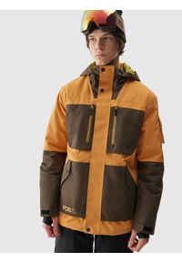 4f - 4F Kurtka snowboardowa membrana 15000 męska - pomarańczowa 3XL. Kolor: pomarańczowy. Materiał: poliester, materiał. Sezon: zima. Sport: snowboard