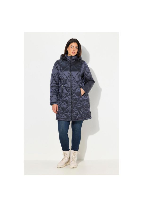 ULLA POPKEN - Damskie Pikowana kurtka HYPRAR kaptur dwukierunkowy zamek kieszenie na zamek. Kolekcja: plus size. Kolor: niebieski. Materiał: poliester, materiał, poliamid. Sport: turystyka piesza
