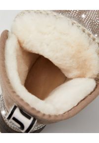 MOU LONDON - Beżowe śniegowce Sneakers. Kolor: beżowy. Materiał: wełna, guma. Wzór: aplikacja. Sezon: zima. Styl: sportowy, elegancki #3