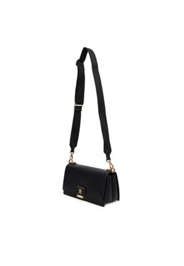 TOMMY HILFIGER - Tommy Hilfiger Torebka Her Med Crossover AW0AW17726 Czarny. Kolor: czarny. Materiał: skórzane