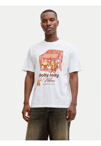 Jack & Jones T-Shirt Holiday Cartoon 12287550 Biały Relaxed Fit. Kolor: biały. Materiał: bawełna