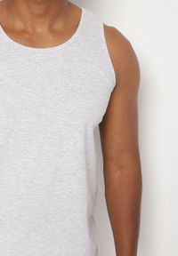 Born2be - Szara Klasyczna Bawełniana Koszulka Zivea. Okazja: na co dzień. Kolor: szary. Materiał: bawełna. Wzór: aplikacja. Styl: klasyczny #5