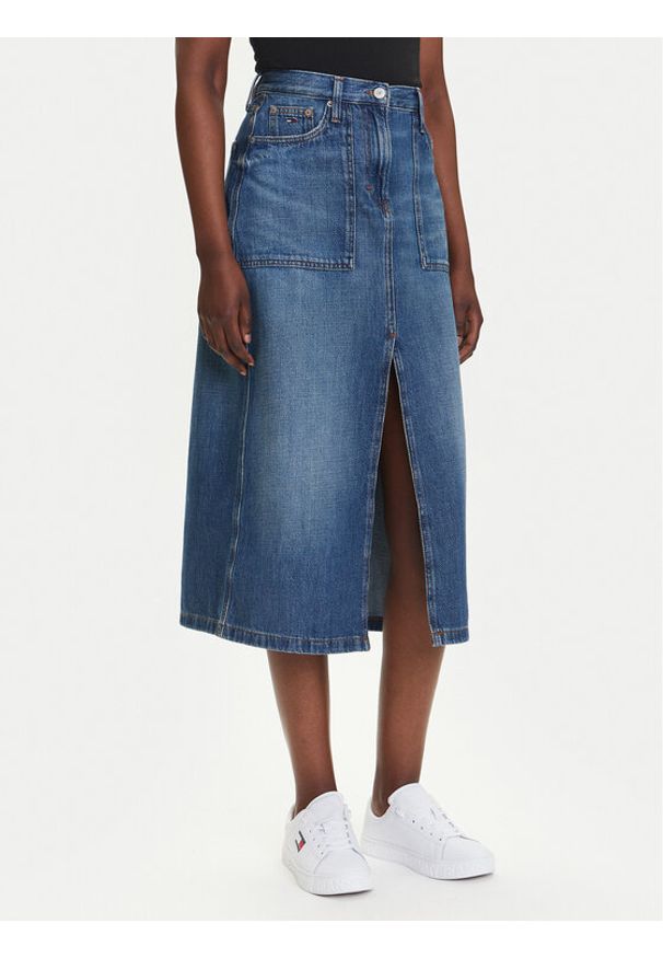 Tommy Jeans Spódnica jeansowa Claire DW0DW21070 Granatowy Regular Fit. Kolor: niebieski. Materiał: bawełna