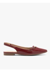 Ryłko - Bordowe baleriny z odkrytą piętą. Zapięcie: pasek. Kolor: czerwony. Materiał: skóra. Szerokość cholewki: normalna. Styl: street #1