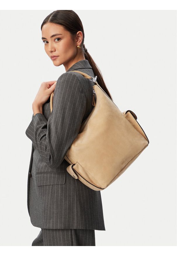 Lauren Ralph Lauren - LAUREN RALPH LAUREN Torebka 431P15636001 Beżowy. Kolor: beżowy. Materiał: skórzane, zamszowe
