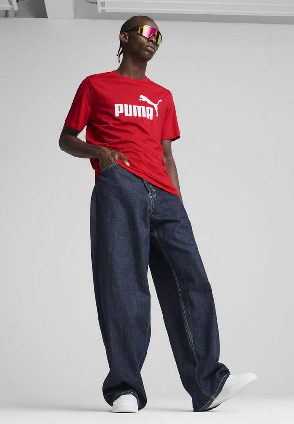 Puma - Męska koszulka Essentials z logo No. 1 PUMA For All Time Red. Kolor: biały, czerwony, wielokolorowy. Materiał: guma. Wzór: nadruk