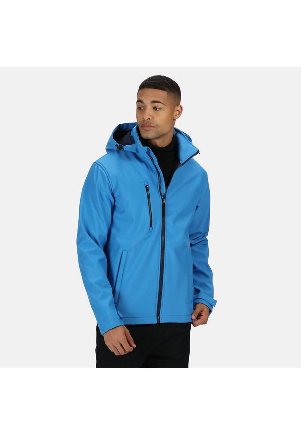 Regatta - Softshell Z Kapturem Męski Venturer. Typ kołnierza: kaptur. Kolor: niebieski. Materiał: softshell. Sport: turystyka piesza