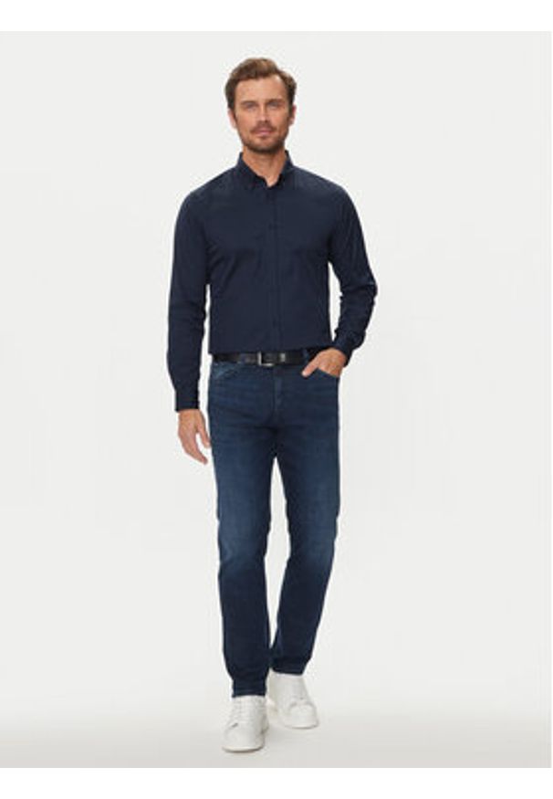 BOSS - Boss Koszula Roan 50520291 Granatowy Slim Fit. Kolor: niebieski. Materiał: bawełna