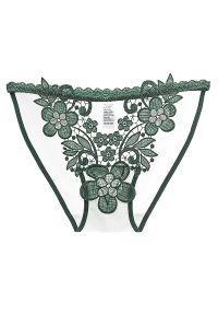 Intica - figi z haftem i prześwitującym materiałem Pakize. Kolor: zielony. Materiał: materiał. Wzór: haft