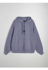 Sinsay - Bluza hoodie z nadrukiem - fioletowy. Kolor: fioletowy. Wzór: nadruk