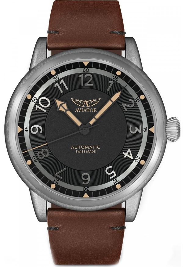 AVIATOR - Zegarek Aviator Zegarek męski Aviator V.3.31.0.228.4 brązowy. Kolor: brązowy