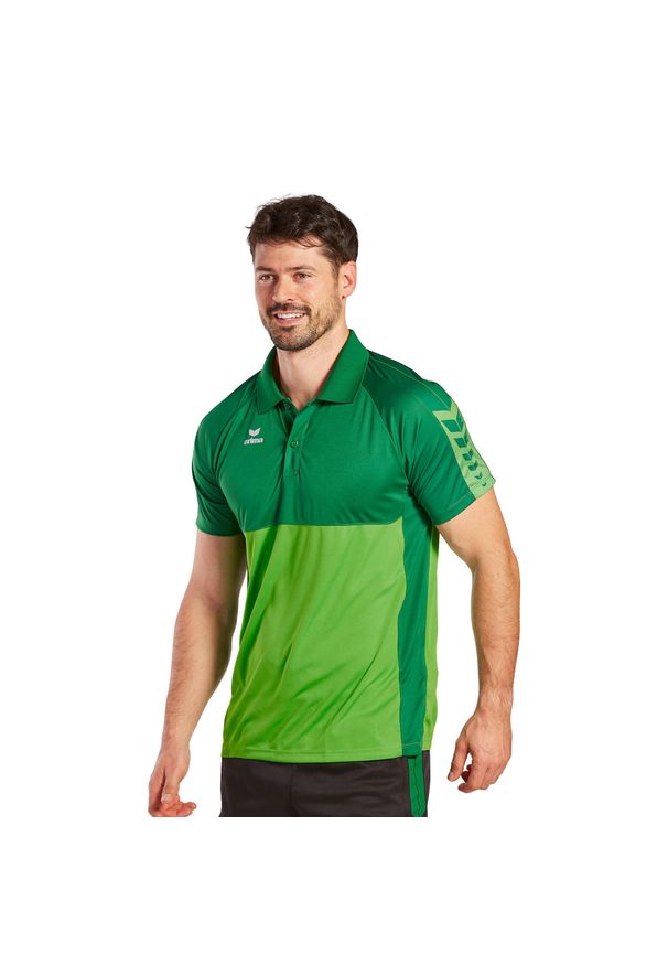 ERIMA - Polo Erima Six Wings. Typ kołnierza: polo. Kolor: zielony. Sport: piłka nożna