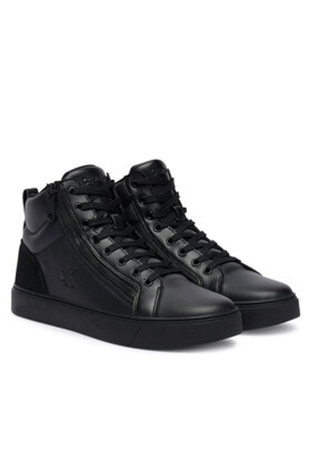 Calvin Klein Sneakersy Classic Cup Mid Laceup Zip Lth YM0YM01428 Czarny. Kolor: czarny. Materiał: skóra
