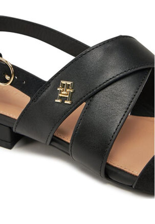 TOMMY HILFIGER - Tommy Hilfiger Sandały FW0FW08507 Czarny. Kolor: czarny. Materiał: zamsz, skóra