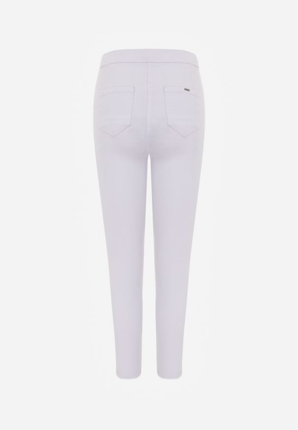 Renee - Białe Spodnie z Bawełny o Kroju Skinny Irivella. Okazja: na spotkanie biznesowe. Stan: podwyższony. Kolor: biały. Materiał: bawełna. Styl: biznesowy, elegancki