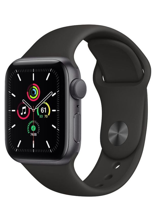 APPLE - Apple Watch SE, 40mm Space Gray Aluminium Case with Black Sport Band (MYDP2HC/A). Rodzaj zegarka: smartwatch. Kolor: szary. Styl: sportowy