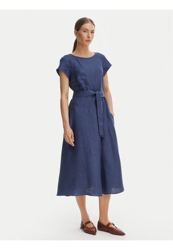Weekend Max Mara Sukienka letnia Esordio 2615221052 Granatowy Regular Fit. Kolor: niebieski. Materiał: len. Sezon: lato