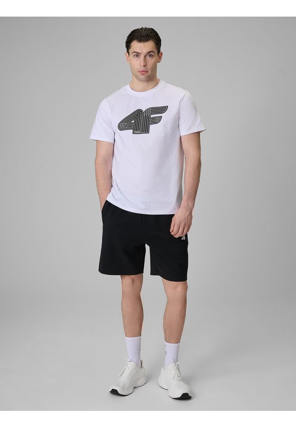 4f - 4F T-shirt regular z nadrukiem męski - biały 3XL. Okazja: na co dzień. Kolor: biały. Materiał: jeans, bawełna, dresówka, dzianina. Wzór: nadruk. Styl: klasyczny, casual