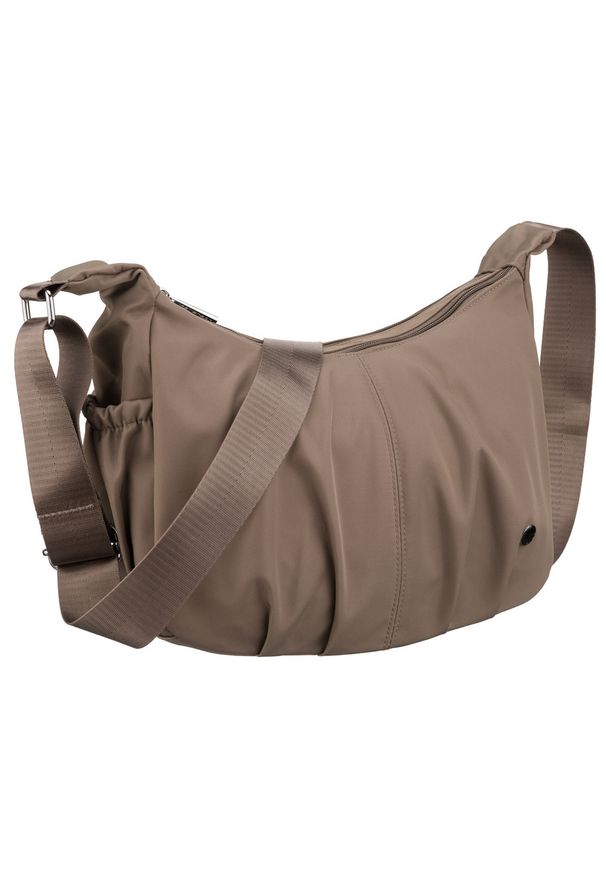 Ciemnobeżowa torebka damska z poliestru zamykana suwakiem Peterson PTN CTY-27. Kolor: beżowy