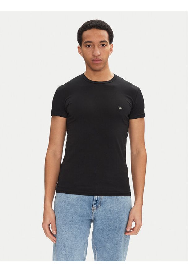 Emporio Armani Underwear T-Shirt EM000375 AF10771 UC001 Czarny Slim Fit. Kolor: czarny. Materiał: bawełna