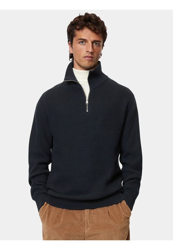 Marc O'Polo Sweter M29 5022 60392 Granatowy Regular Fit. Typ kołnierza: polo. Kolor: niebieski. Materiał: bawełna