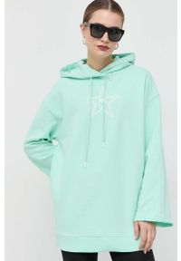 Pinko sukienka bawełniana kolor niebieski mini oversize. Typ kołnierza: kaptur. Kolor: niebieski. Materiał: bawełna. Długość rękawa: długi rękaw. Typ sukienki: oversize. Długość: mini #2