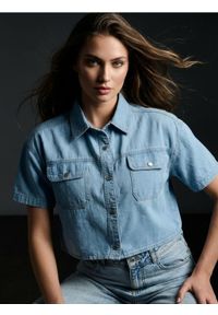 Sinsay - Jeansowa koszula z kołnierzykiem - niebieski. Kolor: niebieski. Materiał: jeans #1