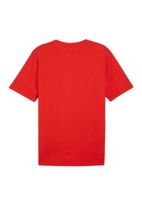 Puma - Jersey Męska Logo Z Bawełny Team Rise. Kolor: czerwony. Materiał: jersey, bawełna. Sport: turystyka piesza