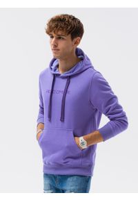 Ombre Clothing - Bluza męska w mocnych kolorach - fioletowa V6 B1351 - XXL. Typ kołnierza: kaptur. Kolor: fioletowy. Materiał: bawełna, poliester. Wzór: nadruk #3