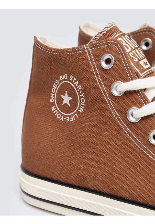 Big-Star - Trampki męskie wysokie brązowe SS174289 802. Nosek buta: okrągły. Kolor: brązowy. Materiał: materiał