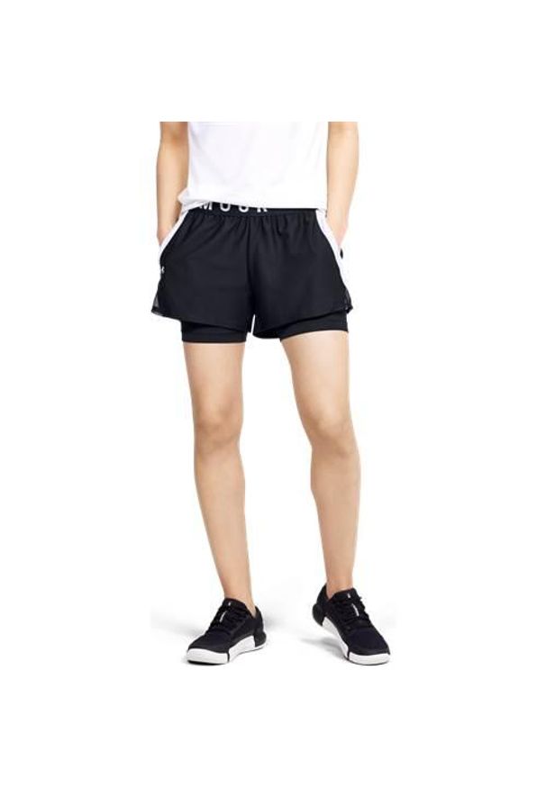 Spodnie do biegania damskie Under Armour Play UP 2IN1. Kolor: czarny, biały, wielokolorowy. Długość: krótkie