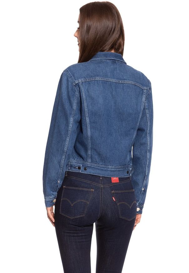 Lee - DAMSKA KURTKA JEANSOWA LEE ZIP CROPPED RIDER BELLEVILLE L54DGGMI 112112767. Materiał: jeans