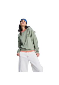 Roxy - Top damski SURFING BY MOONLIGHT. Kolor: zielony. Materiał: poliester, elastan, tkanina. Wzór: haft #1