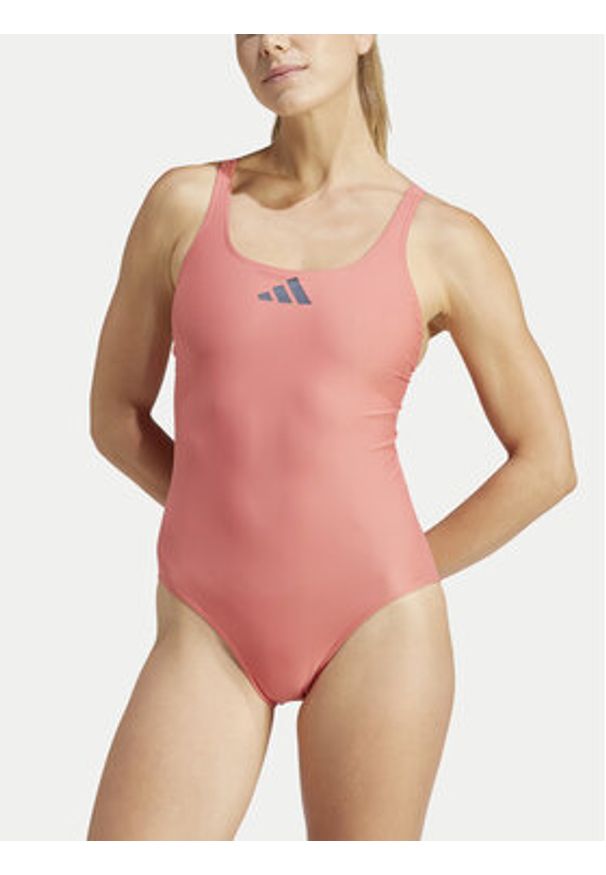Adidas - adidas Strój kąpielowy 3 Bar Logo IQ3985 Różowy. Kolor: różowy. Materiał: syntetyk