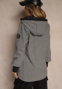 Renee - Ciemnoszara Pudełkowa Kurtka z Kapturem Tulimera. Okazja: na co dzień. Typ kołnierza: kaptur. Kolor: szary. Materiał: jeans. Styl: sportowy, casual #3