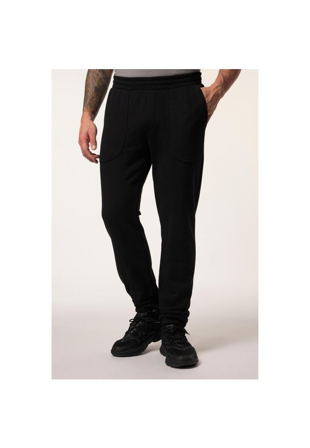 JAY-PI - Męskie Spodnie dresowe fitness Belly Fit prosty krój do rozm. 7XL. Kolekcja: plus size. Kolor: czarny. Materiał: materiał, poliester, bawełna. Sport: fitness