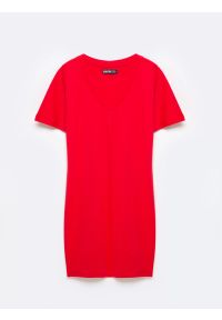 Big-Star - Sukienka damska bawełniana z krótkim rękawem czerwona Zorkaya 603. Kolor: czerwony. Materiał: bawełna. Długość rękawa: krótki rękaw. Wzór: aplikacja #8