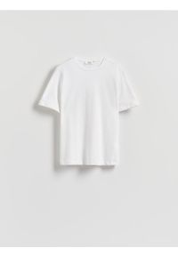 Reserved - T-shirt z merceryzowanej bawełny - biały. Kolor: biały. Materiał: bawełna #1
