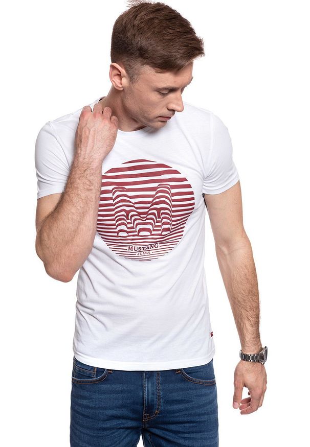 Mustang - T-SHIRT MĘSKI MUSTANG AARON C PRINT 1009953 2045. Wzór: nadruk