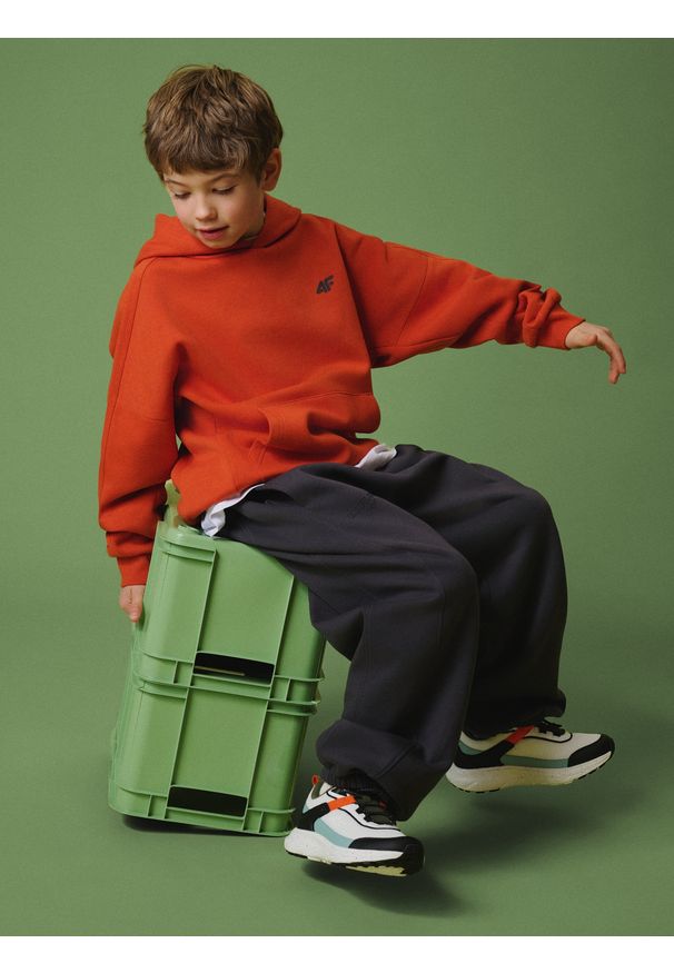 4f - 4F Spodnie dresowe joggery chłopięce - szare 158/164 (12-14 lat). Okazja: na co dzień. Kolor: szary. Materiał: dresówka. Sezon: lato. Styl: casual, sportowy