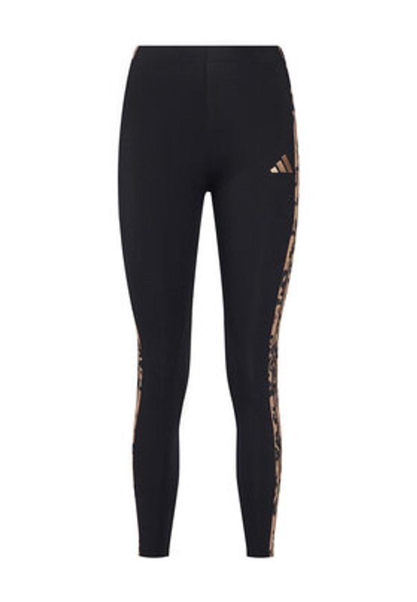 Adidas - adidas Legginsy Animal Print 3-Stripes JM1864 Czarny Slim Fit. Kolor: czarny. Materiał: bawełna. Wzór: nadruk