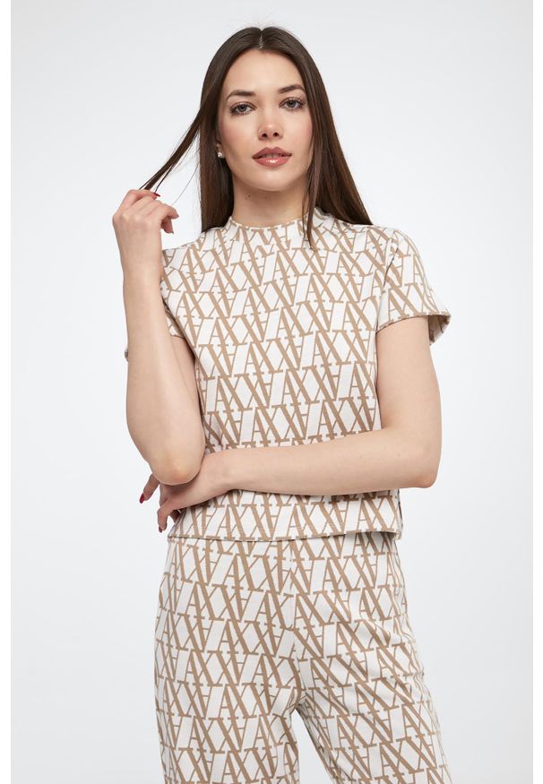 Armani Exchange - T-shirt damski dzianinowy ARMANI EXCHANGE. Materiał: dzianina