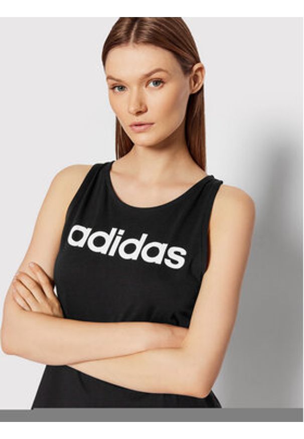 Adidas - adidas Top Essentials Logo GL0566 Czarny Regular Fit. Kolor: czarny. Materiał: bawełna
